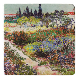Van Gogh bloeiende tuin in Arles Floral Fine Art Trivet
