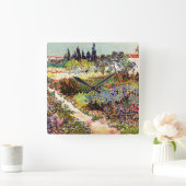 Van Gogh bloeiende tuin in Arles Floral Fine Art Vierkante Klok (Huis)