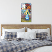  Van Gogh-bloemen in een blauwe vaas Canvas Afdruk (Insitu (Slaapkamer))