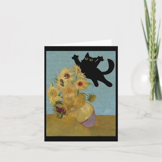 Van Gogh Bloemen Kat Zonnebloemen Kaart (Voorkant)