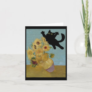 Van Gogh Bloemen Kat Zonnebloemen Kaart