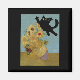 Van Gogh Bloemen Kat Zonnebloemen Magneet