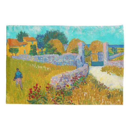 Van Gogh Bloemenbedden & Boerderij in de Provence Kussensloop (Achterkant)