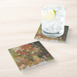 Van Gogh Bloemstilleven Rode Klaprozen & Rozen Glazen Onderzetter