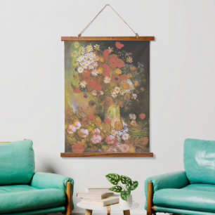 Van Gogh Bloemstilleven Rode Klaprozen & Rozen Hangend Wandkleed