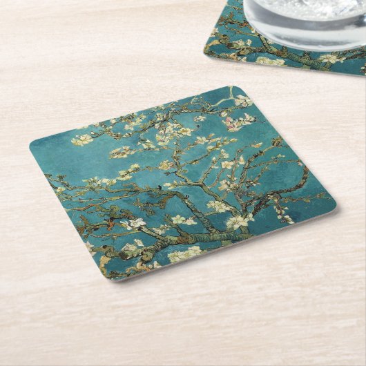 Van Gogh - Blossomalamandelboom Kartonnen Onderzetters (Schuin)