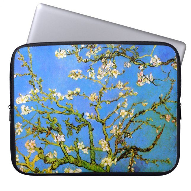 Van Gogh: Blossombere amandelboomtakken Laptop Sleeve (Voorkant)