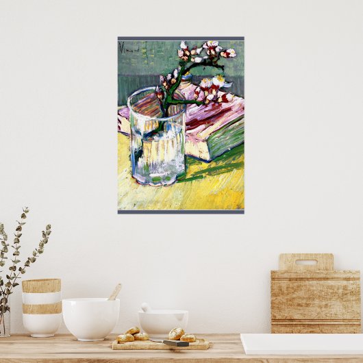 Van Gogh - Blossoming Almond Branch met boek Poster (Keuken)