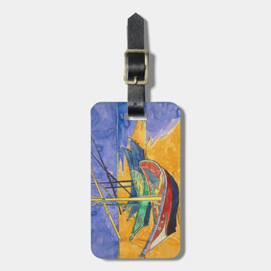 Van Gogh Boats Impressionisme Beach Bagagelabel (Voorkant verticaal)