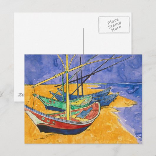 Van Gogh Boats Impressionisme Beach Briefkaart (Voorkant / Achterkant)