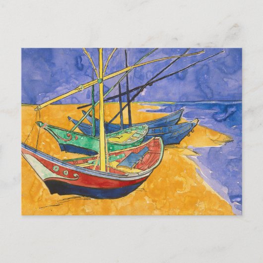 Van Gogh Boats Impressionisme Beach Briefkaart (Voorkant)