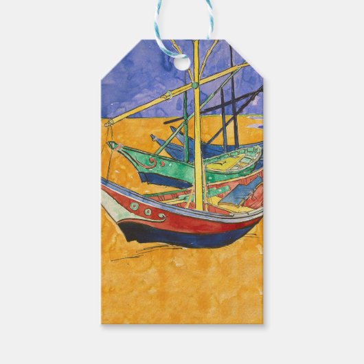 Van Gogh Boats Impressionisme Beach Cadeaulabel (Voorkant)