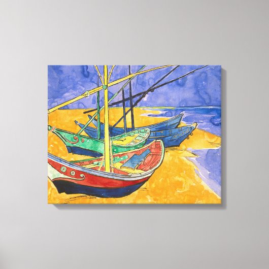 Van Gogh Boats Impressionisme Beach Canvas Afdruk (Voorkant)