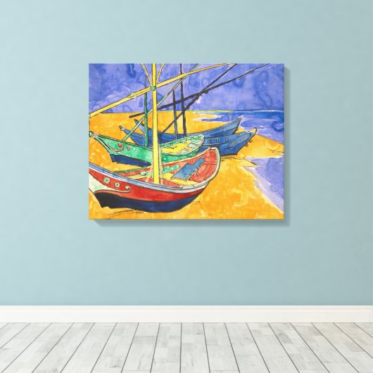 Van Gogh Boats Impressionisme Beach Canvas Afdruk (Insitu (Houten vloer))