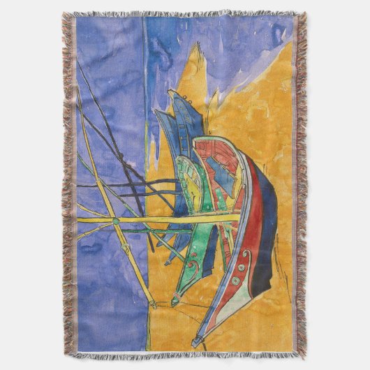 Van Gogh Boats Impressionisme Beach Deken (Voorkant Verticaal)