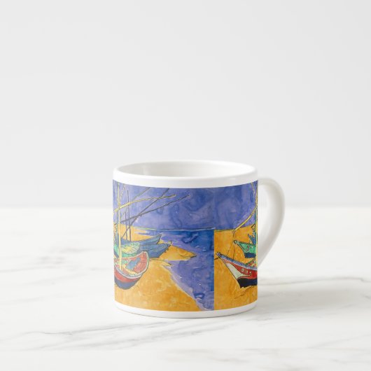 Van Gogh Boats Impressionisme Beach Espresso Kop (Voorkant rechts)