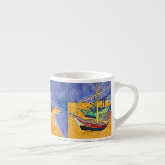Van Gogh Boats Impressionisme Beach Espresso Kop (Rechts)