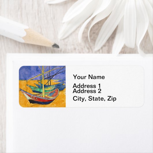 Van Gogh Boats Impressionisme Beach Etiket (Insitu)