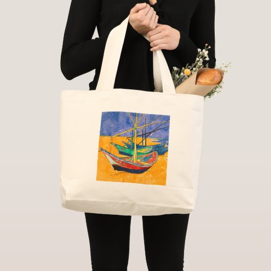 Van Gogh Boats Impressionisme Beach Grote Tote Bag (Voorkant (product))