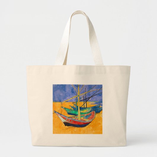 Van Gogh Boats Impressionisme Beach Grote Tote Bag (Voorkant)