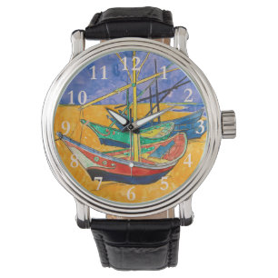 Van Gogh Boats Impressionisme Beach Horloge