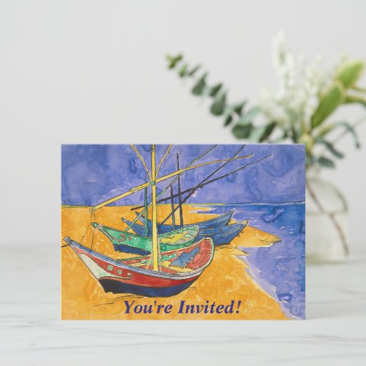 Van Gogh Boats Impressionisme Beach Kaart (Staand voorkant)