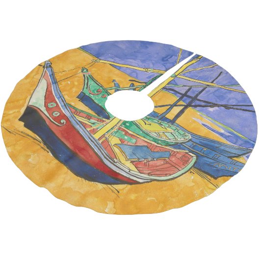 Van Gogh Boats Impressionisme Beach Kerstboom Rok (Gekanteld)