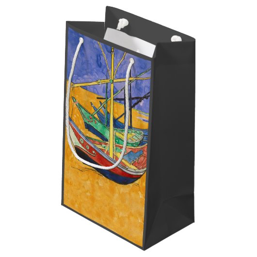 Van Gogh Boats Impressionisme Beach Klein Cadeauzakje (Achterkant Gekanteld)