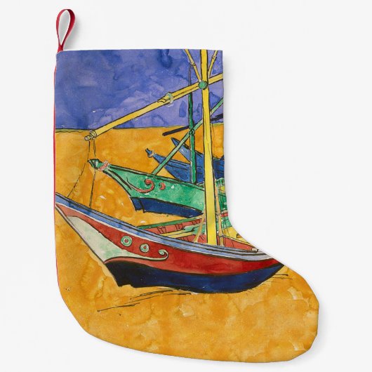 Van Gogh Boats Impressionisme Beach Kleine Kerstsok (Voorkant)