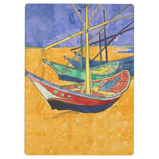 Van Gogh Boats Impressionisme Beach Klembord (Achterkant)