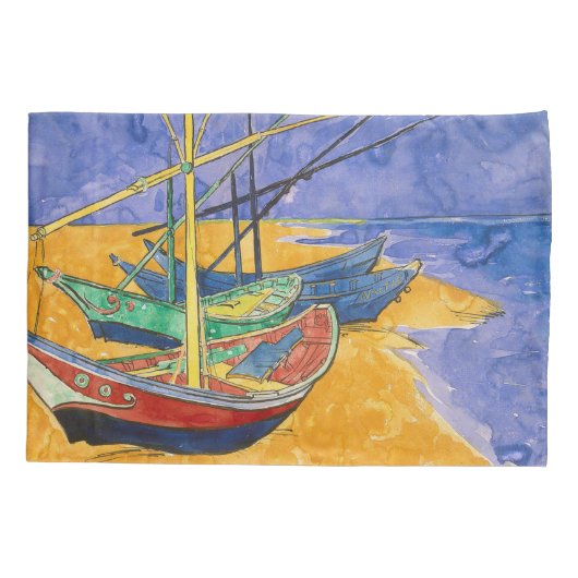 Van Gogh Boats Impressionisme Beach Kussensloop (Achterkant)