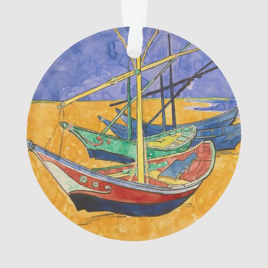 Van Gogh Boats Impressionisme Beach Ornament (achterkant)