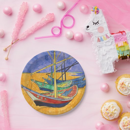 Van Gogh Boats Impressionisme Beach Papieren Bordje (Feest)