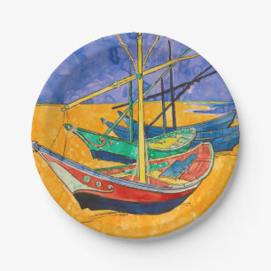 Van Gogh Boats Impressionisme Beach Papieren Bordje