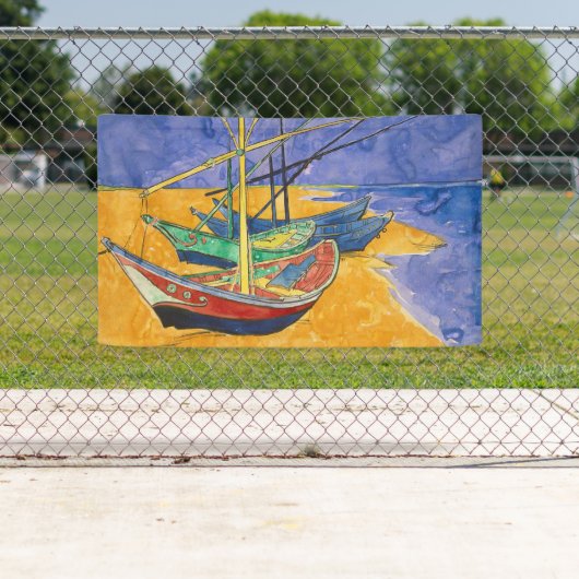 Van Gogh Boats Impressionisme Beach Spandoek (Insitu)