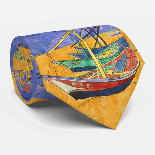 Van Gogh Boats Impressionisme Beach Stropdas (Opgerold)