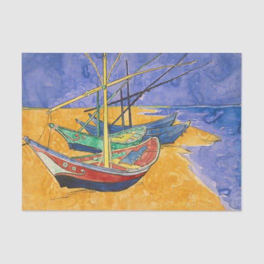 Van Gogh Boats Impressionisme Beach Tissuepapier (Voorkant)
