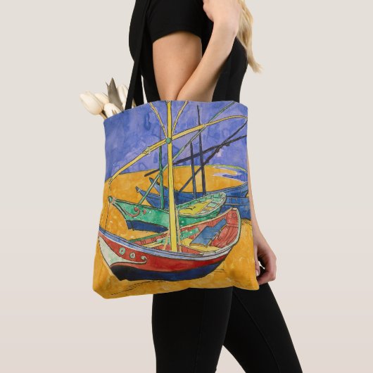 Van Gogh Boats Impressionisme Beach Tote Bag (Dichtbij)
