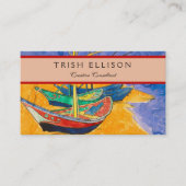 Van Gogh Boats Impressionisme Beach Visitekaartje (Voorkant)