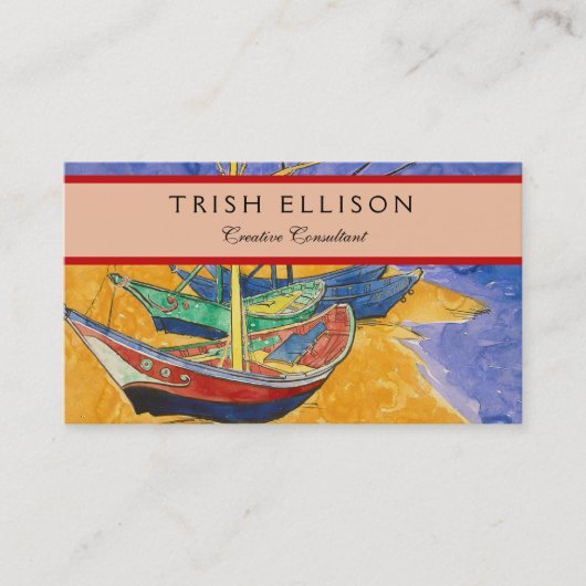 Van Gogh Boats Impressionisme Beach Visitekaartje (Voorkant)