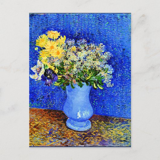 Van Gogh - Boeket Bloemen in een Blauwe Vaas Briefkaart (Voorkant)