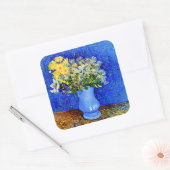 Van Gogh - Boeket Bloemen in een Blauwe Vaas Vierkante Sticker (Envelop)