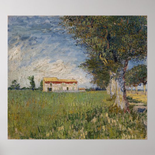 Van Gogh - Boerderij in een tarweveld Poster (Voorkant)