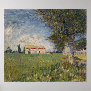 Van Gogh - Boerderij in een wielveld Poster