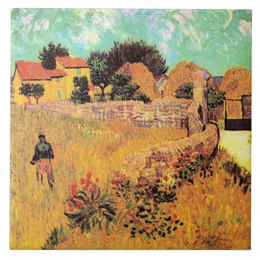 Van Gogh - Boerderij in Provence, Tegeltje (Voorkant)