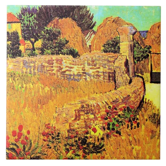 Van Gogh - Boerderij in Provence Tegeltje (Voorkant)