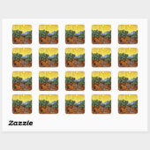 Van Gogh, Bomen met gele hemel Vierkante Sticker (Vel)