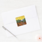 Van Gogh, Bomen met gele hemel Vierkante Sticker (Envelop)
