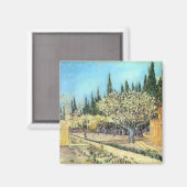 Van Gogh Boomgaard in bloei, omzoomd door cipresse Magneet (Voorkant / Achterkant)
