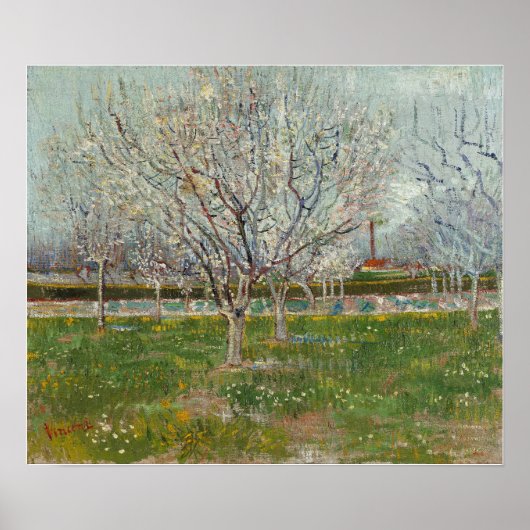 Van Gogh - Boomgaard in bloei (Pruimenbomen) Poster (Voorkant)
